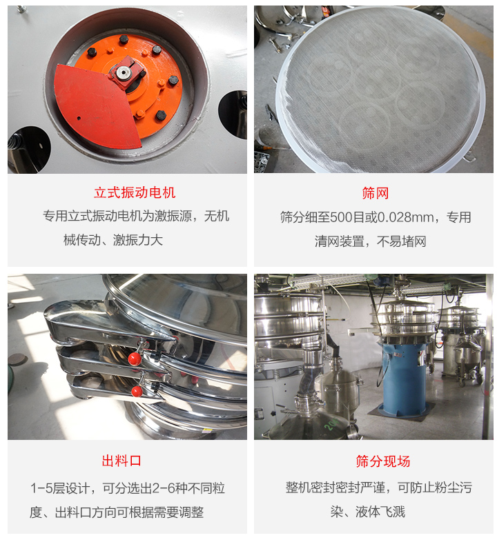 旋振篩定制化有：移動(dòng)，加緣，閘門等多種形式選擇。子母設(shè)計(jì)透網(wǎng)率高，換網(wǎng)方便。