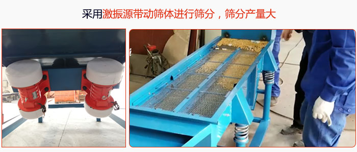 采用激振源帶動(dòng)篩體進(jìn)行篩分，篩分產(chǎn)量大。