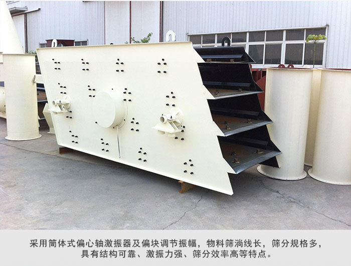 圓振動(dòng)篩 采用筒體式偏心軸激振器及偏心塊調(diào)節(jié)振幅。