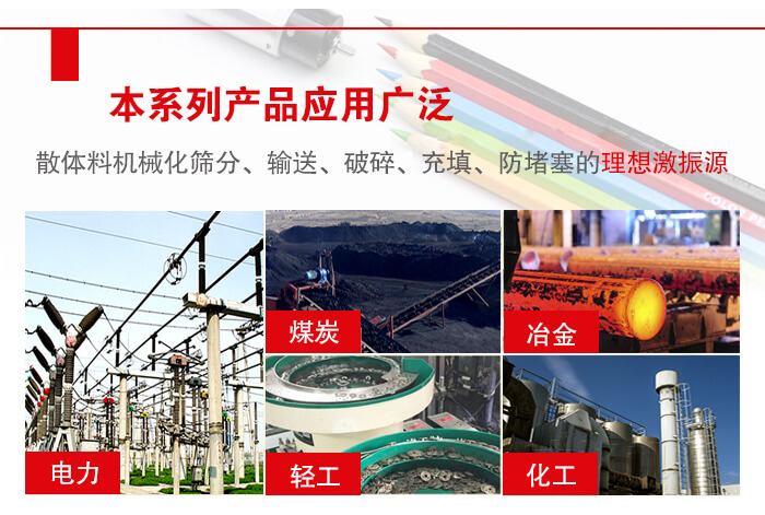yzs振動(dòng)電機(jī)多用于物料的篩分，輸送（短距離），破碎，充填等作用。